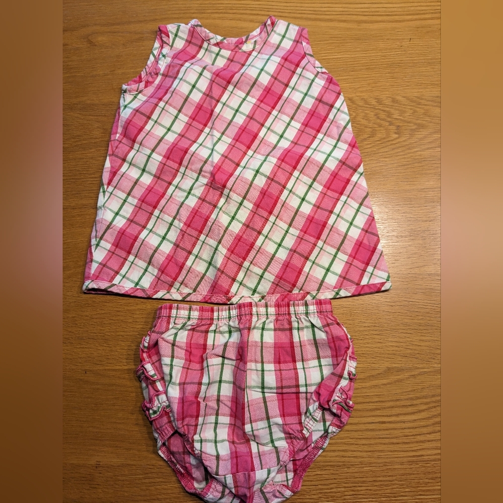 Hanna Andersson 2-Piece Plaid Dress Set Size 80 / 18-24 Months